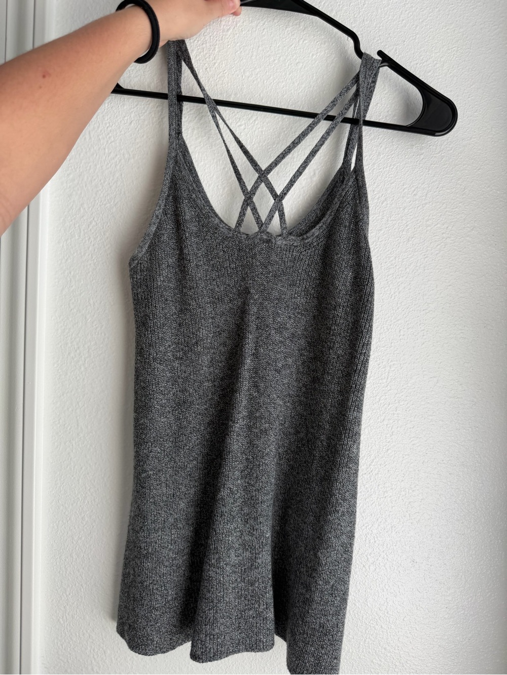 American Eagle Outfitters Charcoal Gray Crisscross Knit Tank